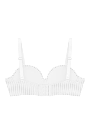 Seamless Bra - Striva | Beyaz Mikro Çizgi Desenli Balenli Toparlayıcı Kadın Sütyen
