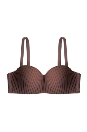 Seamless Bra - Striva | Kahverengi Mikro Çizgi Desenli Balenli Toparlayıcı Kadın Sütyen