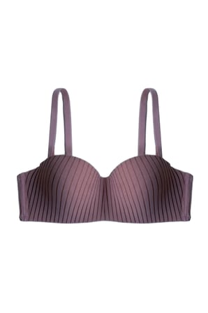Seamless Bra - Striva | Mürdüm Mikro Çizgi Desenli Balenli Toparlayıcı Kadın Sütyen
