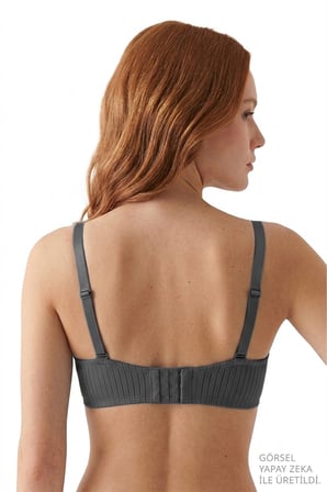 Seamless Bra - Striva | Siyah Mikro Çizgi Desenli Balenli Toparlayıcı Kadın Sütyen