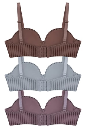 Seamless Bra - Striva | Mikro Çizgi Desenli Balenli Toparlayıcı Kadın Sütyen 3'lü Paket