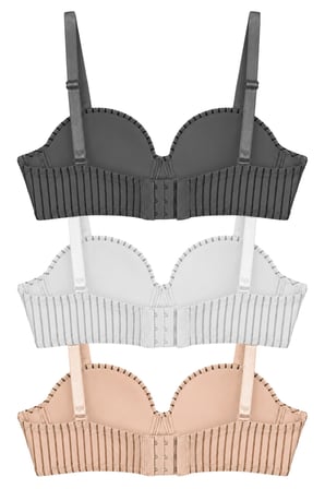Seamless Bra - Striva | Mikro Çizgi Desenli Balenli Toparlayıcı Kadın Sütyen 3'lü Paket-2