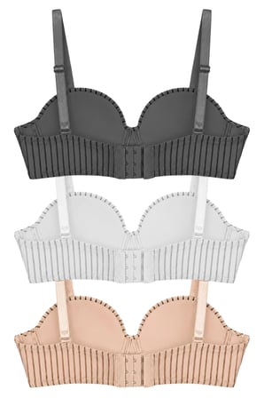 Seamless Bra - Striva | Mikro Çizgi Desenli Balenli Toparlayıcı Kadın Sütyen 3'lü Paket-2
