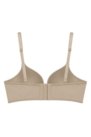 Seamless Bra - Renoa | Bej Rib Dokulu Balensiz Doğal Form Straplez Kadın Sütyen