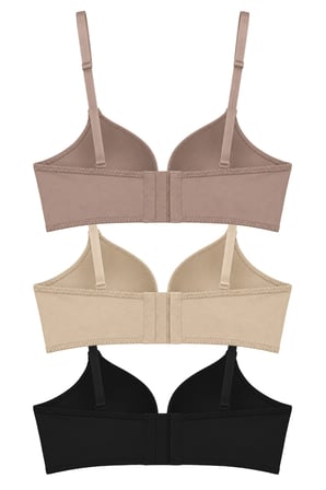 Seamless Bra - Renoa | Rib Dokulu Balensiz Doğal Form Straplez Kadın Sütyen 3'lü Paket-2