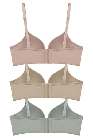 Seamless Bra - Renoa | Rib Dokulu Balensiz Doğal Form Straplez Kadın Sütyen 3'lü Paket-3