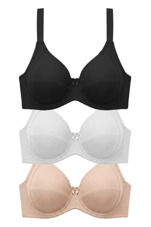 Bra - Novia | Büyük Beden Micro Balenli Minimizer Ayarlanabilir Askılı Kadın Sütyen 3'lü Paket-2