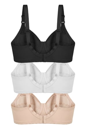 Bra - Novia | Büyük Beden Micro Balenli Minimizer Ayarlanabilir Askılı Kadın Sütyen 3'lü Paket-2