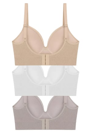 Bra - Sorel | Büyük Beden Bambu Balensiz Minimizer Dantel Detaylı Kadın Sütyen 3'lü Paket