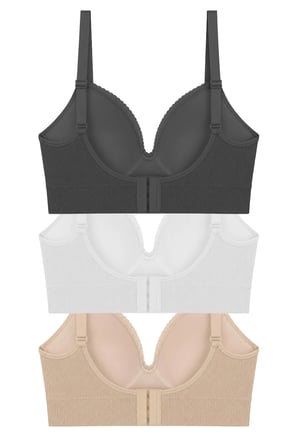 Bra - Sorel | Büyük Beden Bambu Balensiz Minimizer Dantel Detaylı Kadın Sütyen 3'lü Paket-2