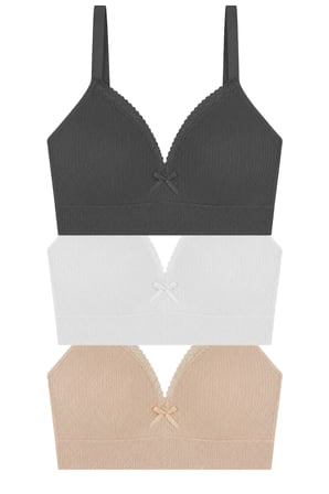 Bra - Sorel | Büyük Beden Bambu Balensiz Minimizer Dantel Detaylı Kadın Sütyen 3'lü Paket-2