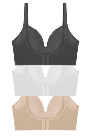 Bra - Sorel | Büyük Beden Bambu Balensiz Minimizer Dantel Detaylı Kadın Sütyen 3'lü Paket-2