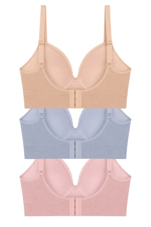 Bra - Sorel | Büyük Beden Bambu Balensiz Minimizer Dantel Detaylı Kadın Sütyen 3'lü Paket-3