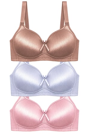 Bra - Elvia | Büyük Beden Parlak Balensiz Straplez Minimizer Kadın Sütyen 3'lü Paket