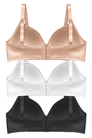 Bra - Elvia | Büyük Beden Parlak Balensiz Straplez Minimizer Kadın Sütyen 3'lü Paket-2