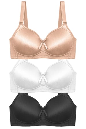 Bra - Elvia | Büyük Beden Parlak Balensiz Straplez Minimizer Kadın Sütyen 3'lü Paket-2