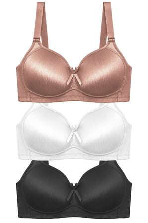 Bra - Elvia | Büyük Beden Parlak Balensiz Straplez Minimizer Kadın Sütyen 3'lü Paket-3