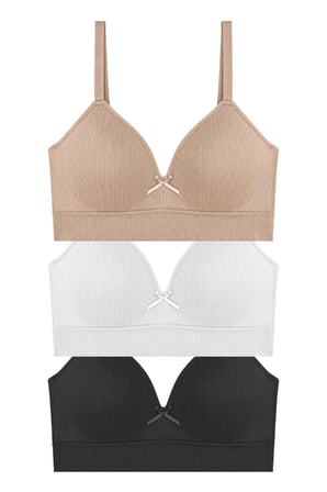 Bra - Mirel | Büyük Beden Bambu Desenli Balensiz Minimizer Kadın Sütyen 3'lü Paket-2