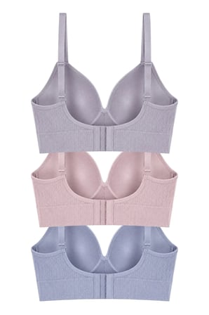 Bra - Mirel | Büyük Beden Bambu Desenli Balensiz Minimizer Kadın Sütyen 3'lü Paket-3