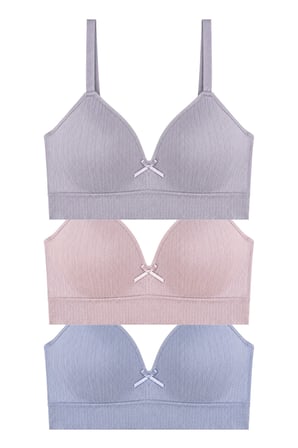Bra - Mirel | Büyük Beden Bambu Desenli Balensiz Minimizer Kadın Sütyen 3'lü Paket-3