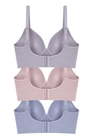 Bra - Mirel | Büyük Beden Bambu Desenli Balensiz Minimizer Kadın Sütyen 3'lü Paket-3