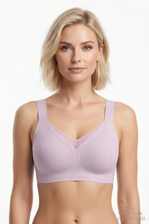 Seamless Bra - Elvora | Lazer Kesim Rib Dokulu Tül Detaylı Balensiz Kadın Sütyen 3'lü Paket