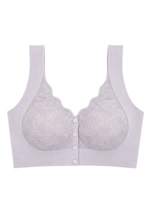 Seamless Bra - Lunessa | Lila Lazer Kesim Dikişsiz Önden Düğmeli Dantelli Minimizer Kadın Sütyen