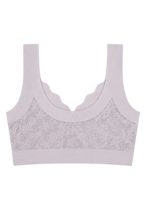 Seamless Bra - Lunessa | Lila Lazer Kesim Dikişsiz Önden Düğmeli Dantelli Minimizer Kadın Sütyen