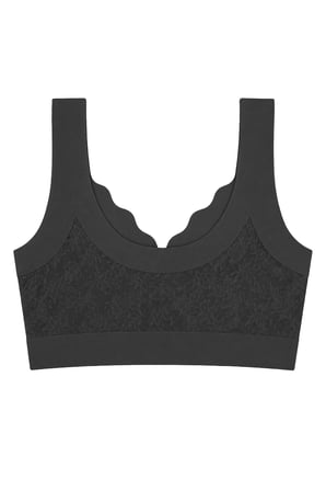 Seamless Bra - Lunessa | Siyah Lazer Kesim Dikişsiz Önden Düğmeli Dantelli Minimizer Kadın Sütyen