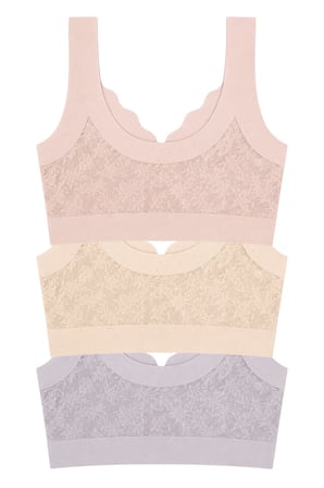 Seamless Bra - Lunessa | Lazer Kesim Dikişsiz Önden Düğmeli Dantelli Minimizer Kadın Sütyen 3'lü Paket