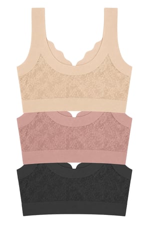 Seamless Bra - Lunessa | Lazer Kesim Dikişsiz Önden Düğmeli Dantelli Minimizer Kadın Sütyen 3'lü Paket-2