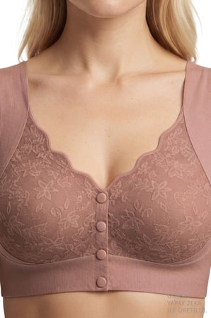 Seamless Bra - Lunessa | Lazer Kesim Dikişsiz Önden Düğmeli Dantelli Minimizer Kadın Sütyen 3'lü Paket-2
