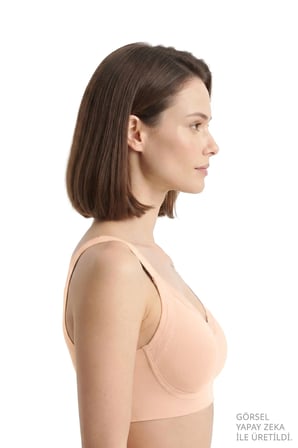 Seamless Bra - Seravia | Latte Lazer Kesim Dantelli Minimizer Kadın Sütyen