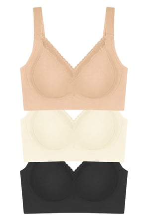 Seamless Bra - Seravia | Lazer Kesim Dantelli Minimizer Kadın Sütyen 3'lü Paket-2