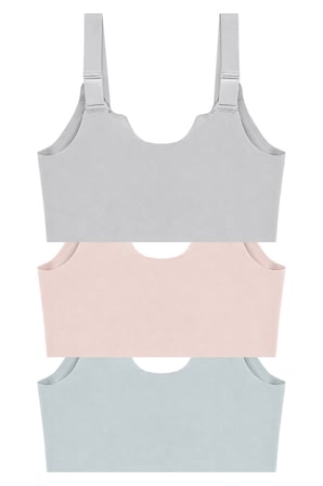 Seamless Bra - Larevia | Lazer Kesim Önden Düğmeli Tül Detaylı Kadın Sütyen 3'lü Paket