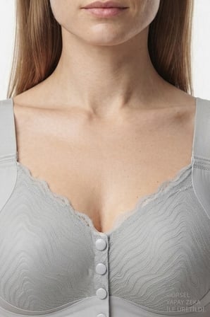 Seamless Bra - Larevia | Lazer Kesim Önden Düğmeli Tül Detaylı Kadın Sütyen 3'lü Paket