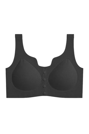 Seamless Bra - Virela | Siyah Lazer Kesim Önden Düğmeli Toparlayıcı Büyük Beden Kadın Sütyen