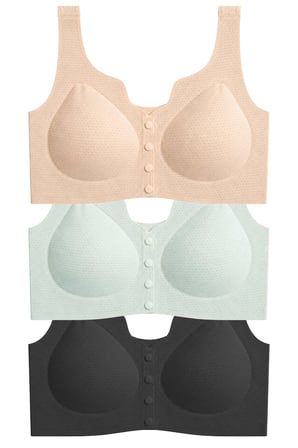 Seamless Bra - Virela | Lazer Kesim Önden Düğmeli Toparlayıcı Büyük Beden Kadın Sütyen 3'lü Paket