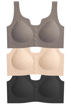 Seamless Bra - Virela | Lazer Kesim Önden Düğmeli Toparlayıcı Büyük Beden Kadın Sütyen 3'lü Paket-2