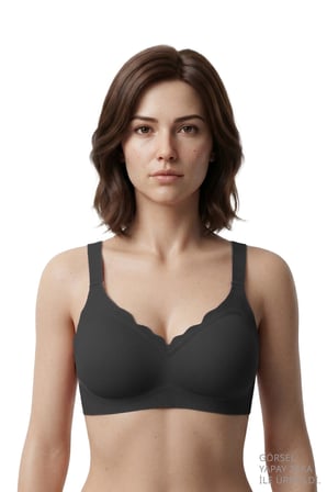 Seamless Bra - Mirena | Siyah Lazer Kesim Rib Dokulu Toparlayıcı Balensiz Kadın Sütyen