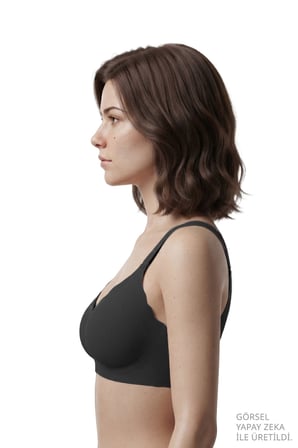 Seamless Bra - Mirena | Siyah Lazer Kesim Rib Dokulu Toparlayıcı Balensiz Kadın Sütyen