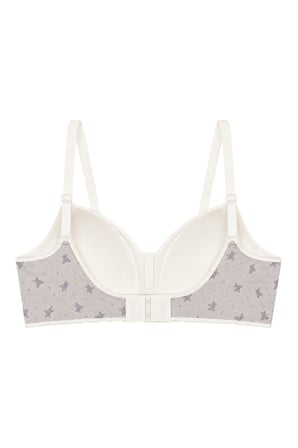 Seamless Bra - Mireva | Gri Lazer Kesim Rib Dokulu Ayıcık Desenli Balensiz Kadın Sütyen