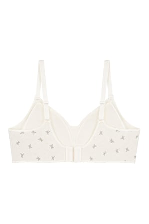 Seamless Bra - Mireva | Krem Lazer Kesim Rib Dokulu Ayıcık Desenli Balensiz Kadın Sütyen