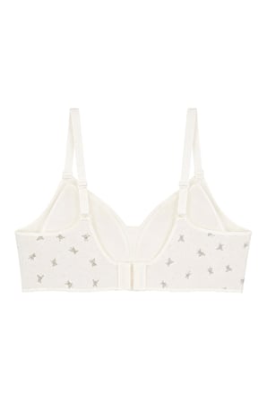 Seamless Bra - Mireva | Krem Lazer Kesim Rib Dokulu Ayıcık Desenli Balensiz Kadın Sütyen