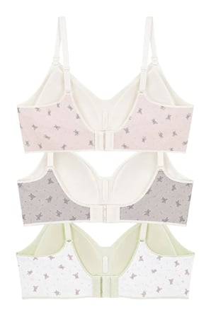 Seamless Bra - Mireva | Lazer Kesim Rib Dokulu Ayıcık Desenli Balensiz Kadın Sütyen 3'lü Paket