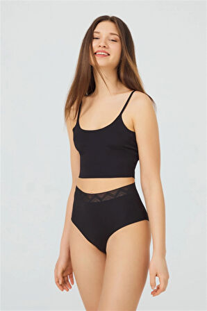 Basic Yüksek Bel Lazer Kesim Bikini Külot 3'lü Paket - 3