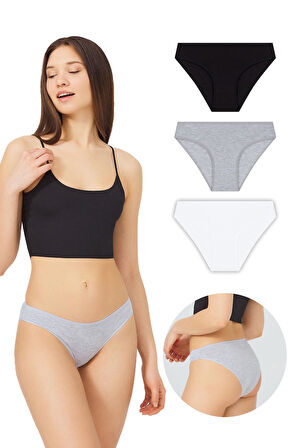 Basic Pamuklu Kadın Bikini Külot 3'lü Paket - 4