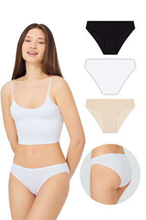 Basic Pamuklu Kadın Bikini Külot 3'lü Paket - 8