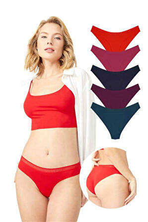 File Lastikli Lazer Kesim Bikini Külot 5'li Paket - 2