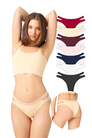 Çift File Lastikli Lazer Kesim Brezilya Külot 7'li Paket - 2